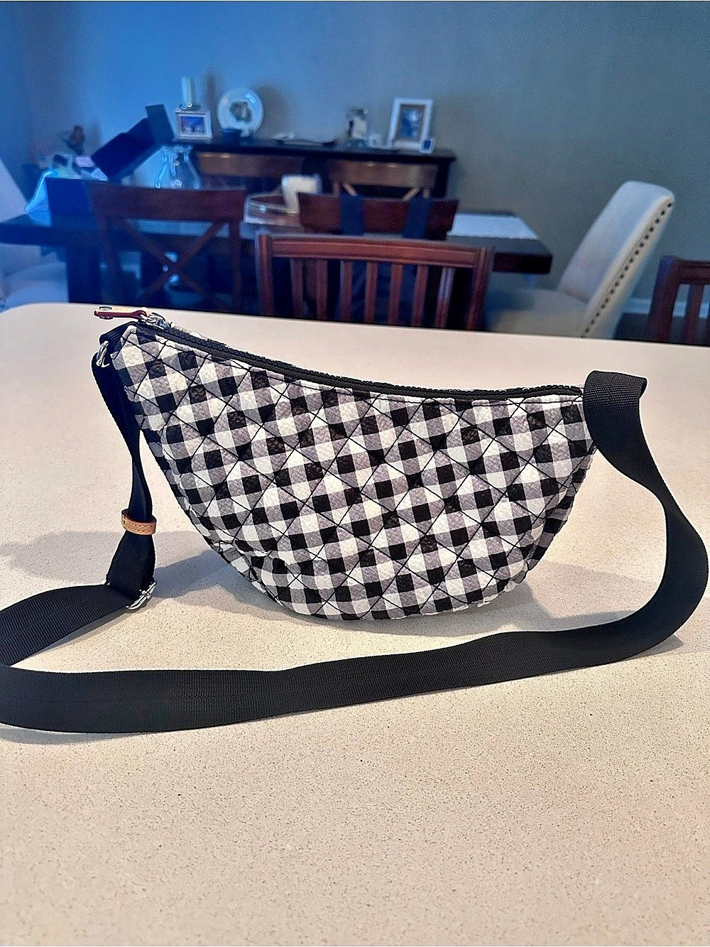 MZ Wallace Small Metro Smile Bag Gingham Black & White